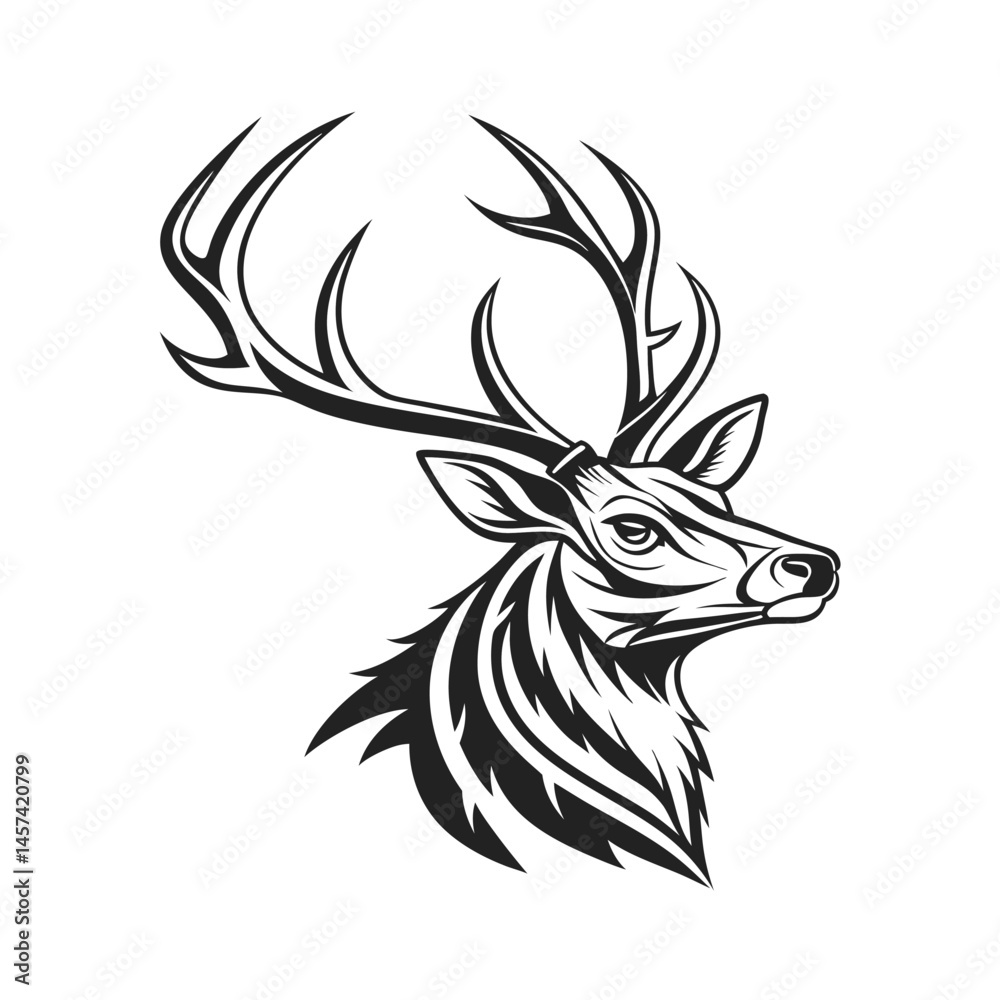 Obraz premium deer head icon vector art silhouette