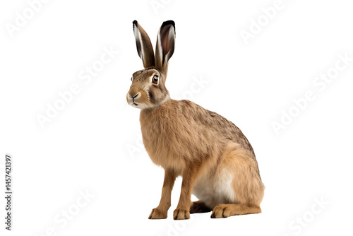 European hare isolated on transparent background
