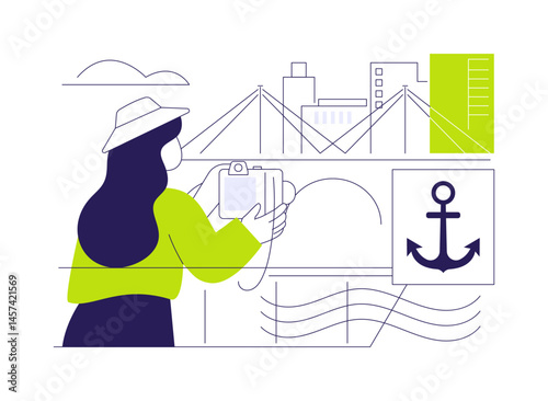 Inland water transport abstract concept vector illustration.
