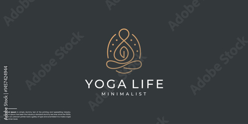 minimalist geometry infinity yoga logo design.