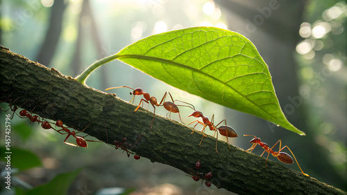 ants on a leaf