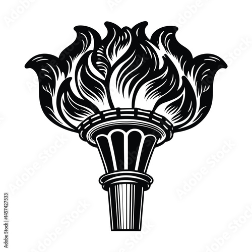 a black stylized torch vector art silhouette