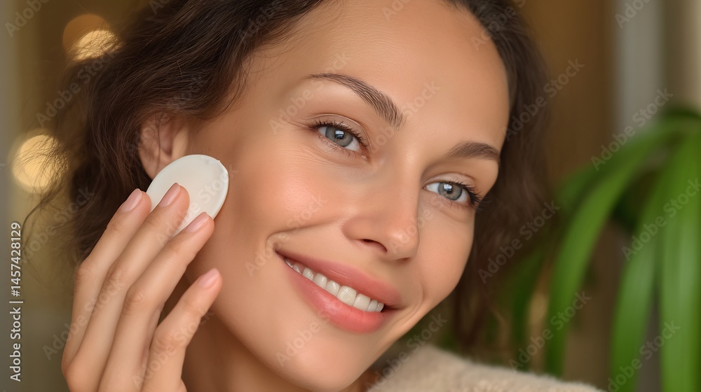 beautiful woman with glowing skin applying beauty lotion for rejuvenating effect beautiful woman with glowing skin applying beauty lotion for rejuvenating effect