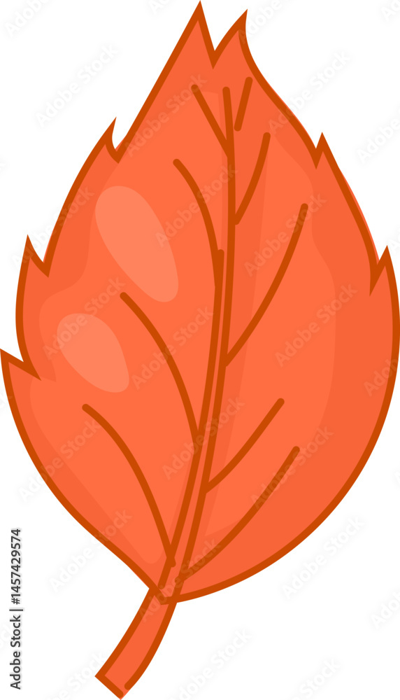 Fototapeta premium Red Leaf - Hand-drawn autumn nature illustration including leaves, mushrooms, and forest elements in colorful cartoon style