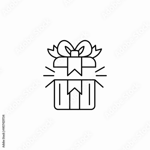 open gift box bow icon sign vector