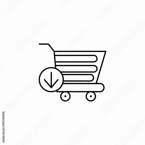 shopping cart arrow down icon sign vector