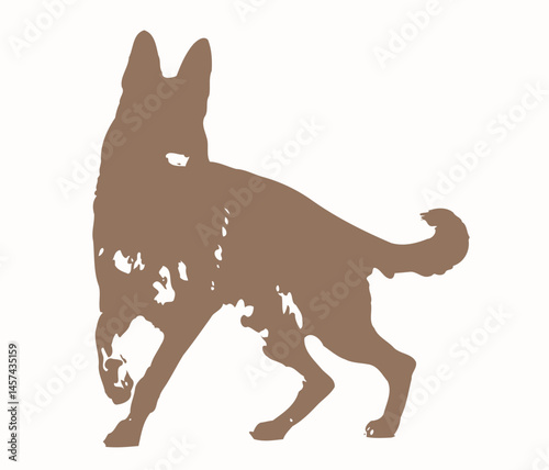 Silhouette of a German Shepherd Dog in Motion