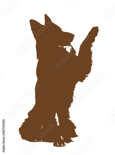 Silhouette of a Dog Standing on Hind Legs – Vector Illustration