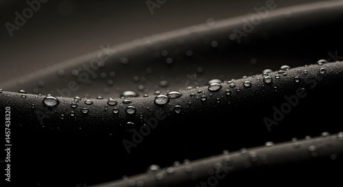 Elegant Dark Fabric With Water Droplets Close-Up On A Wave Form