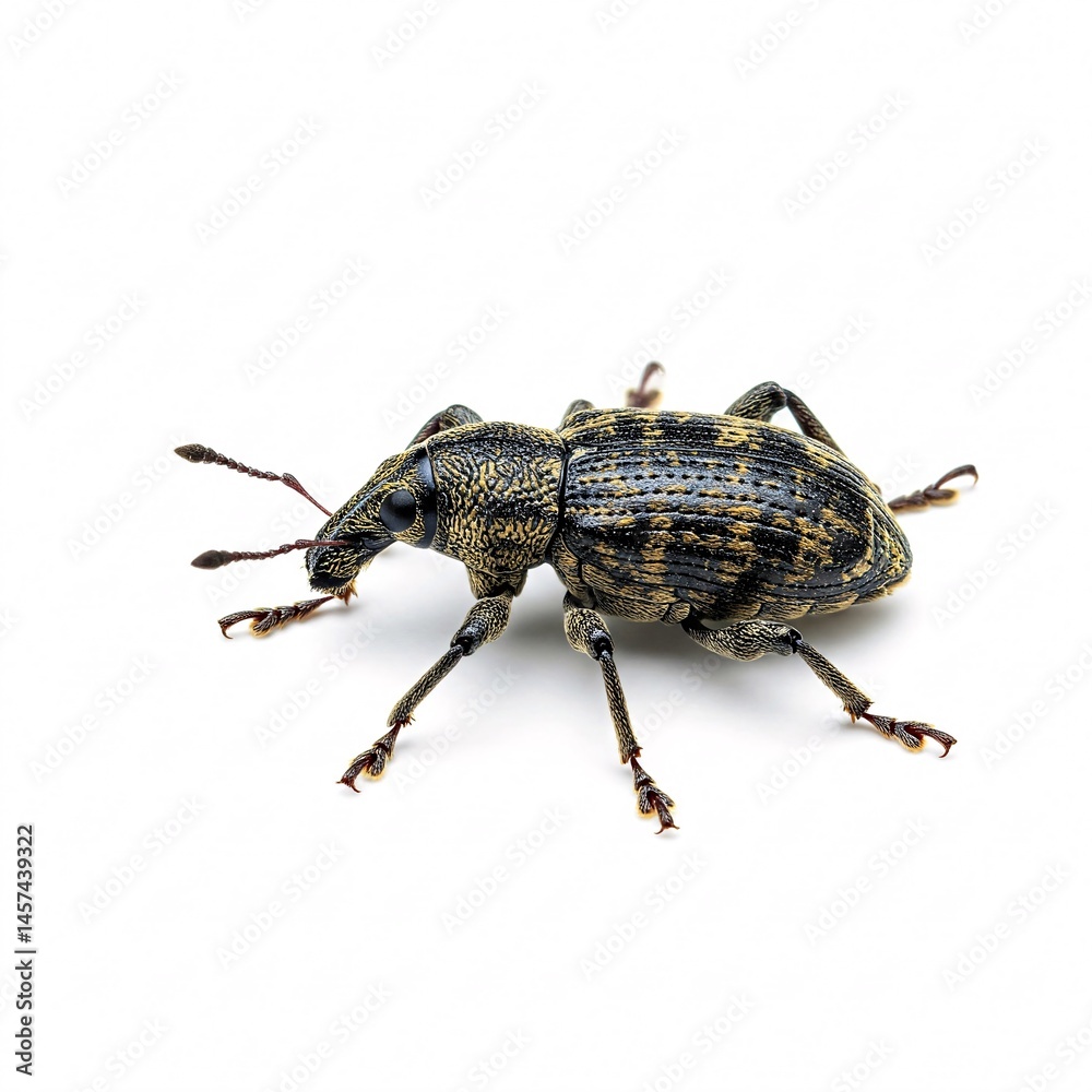 Pine weevil, Hylobius abietis, forest pest, brown beetle, insect. Isolated on a white background Pine weevil, Hylobius abietis, forest pest, brown beetle, insect. Isolated on a white background