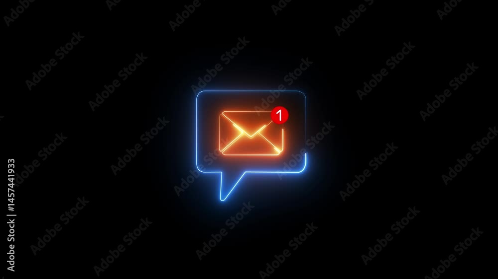 New Message Or Mail Motion. envelope icon in white screen. message alert, incoming notification, Sending mail sign, Email notification symbol, Envelope line. 4k video