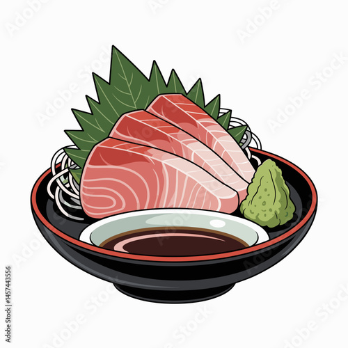 Sashimi Plate with Fresh Salmon and Wasabi Dip