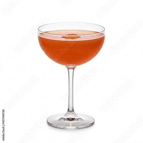 Orange cocktail in an elegant stemmed glass, isolated on a white background