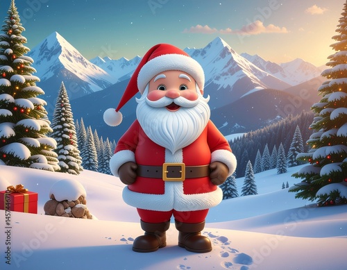 santa claus and a snowy winter scene