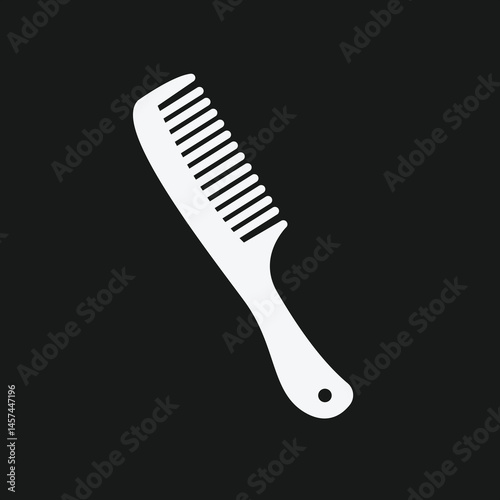 Minimalist White Comb Icon High Contrast Hair Care Accessory Graphic