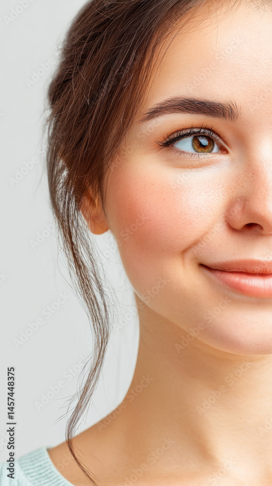 Obraz premium Radiant female model with natural glowing skin for beauty and skincare concepts