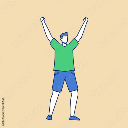 Triumph Pose: A silhouette of an individual celebrating, hands raised in victory, set against a soft, warm backdrop.