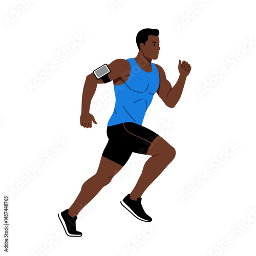 Running Man: A healthy, athletic man is captured mid-stride during a vigorous run, showcasing determination and fitness.