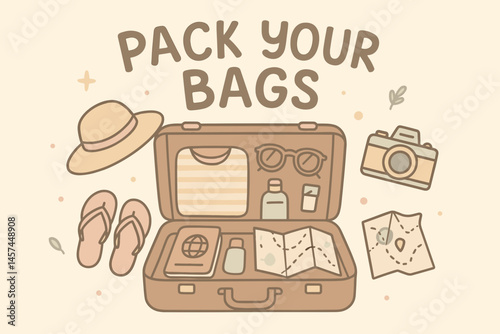 Summer Travel Essentials in a Vintage Suitcase Design  