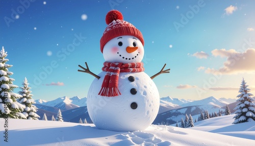 Obraz na płótnie snowman in the snow w salonie