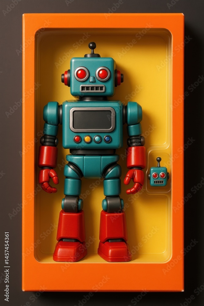 Fototapeta premium Retro toy robot packaging