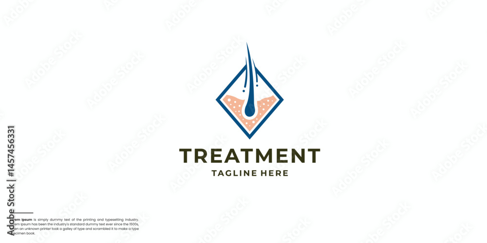 Obraz premium Hair follicle vector flat logo. Hair bulb follicle, shampoo treatment, dandruff dermatology and hair
