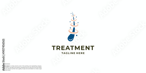 Hair follicle vector flat logo. Hair bulb follicle, shampoo treatment, dandruff dermatology and hair