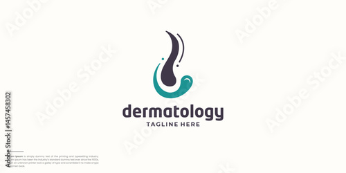 Hair Care Root Skin Head Dermatology Epidermis Transplant Follicle Vector Logo Design Illustration.