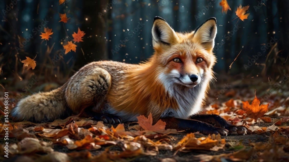 Obraz premium Autumnal Fox in a Forest