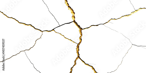 Gold Leaf Filled Cracked Concrete Texture
