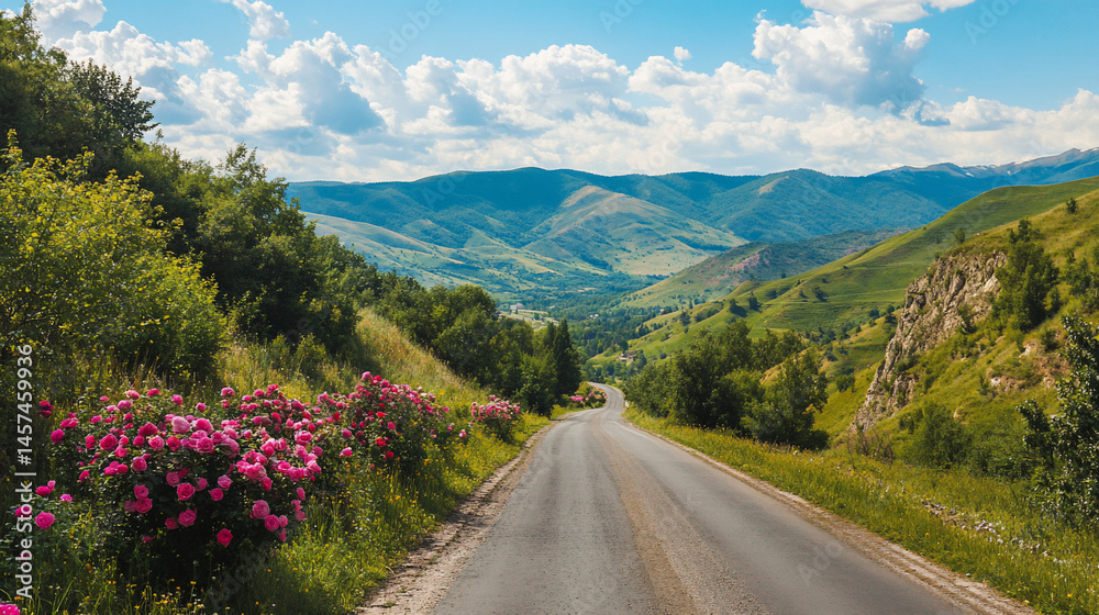 Naklejka premium Winding Road Through Valley
