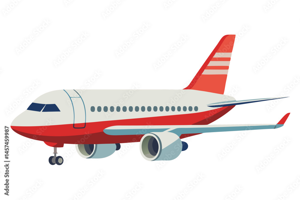 Fototapeta premium Airplane Vector Illustration Depicting Commercial Aviation And Travel Transportation System Concept