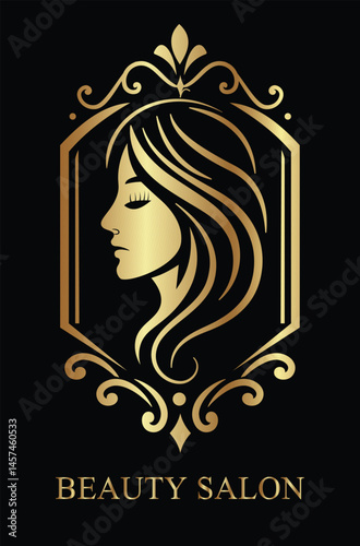 Beauty salon logo, female gold logo, minimalistic gold logo for a beauty salon. Vector illustration