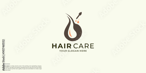 Hair care logo design with creative drip oil concept.