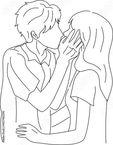 Forehead Kiss Between Lovers — Minimal Romantic Scene