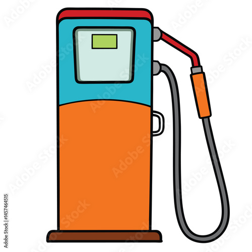 Colorful Cartoon Illustration Of A Gas Pump Fuel Dispenser Filling Station