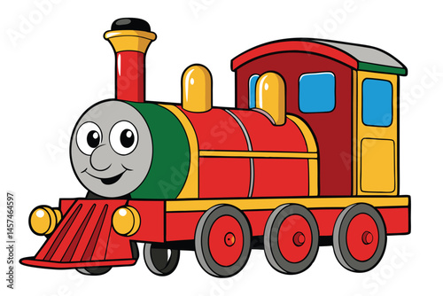Colorful Cartoon Train Vector Illustration With Smiling Face And Detailed Design