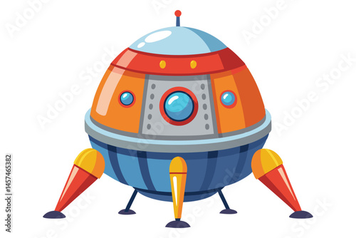 Retro Cartoon Spaceship Vector Illustration For Childrens Design And Creative Projects
