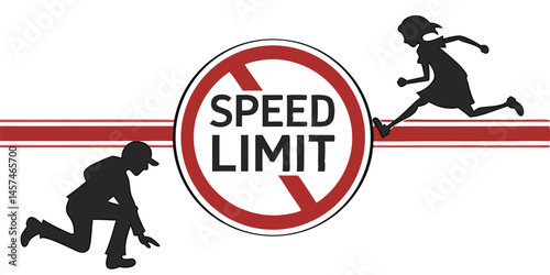 Speed Limit Illustration Children Playing Ignoring Sign Safety Awareness Concept