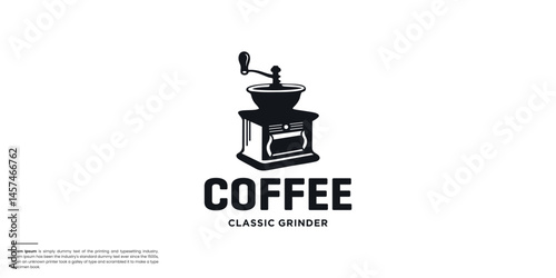 vector illustration coffee grinder vintage classic logo on white background.