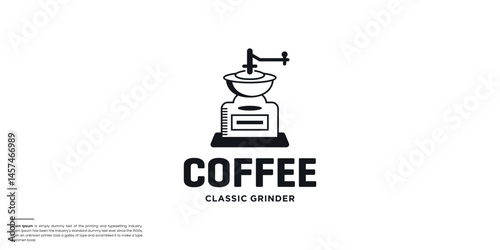 simple flat and single minimalist Coffee Grinder Silhouette in black on a white background.