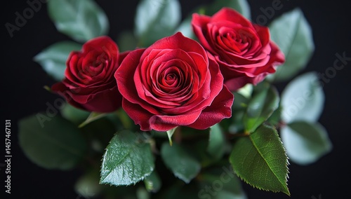 Red roses bouquet, dark background, romantic, Valentine's Day
