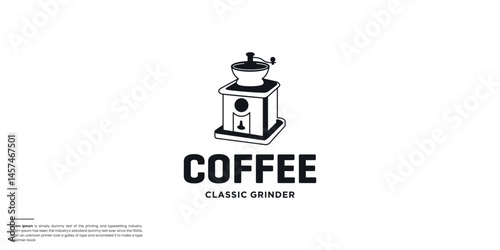 simple flat and minimalist Coffee Grinder logo Silhouette vector illustration.