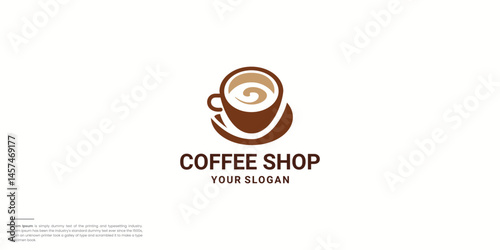 Coffee cup Logo vector template Negative space style,  Hot drinks Cafe symbol icon inspiration.