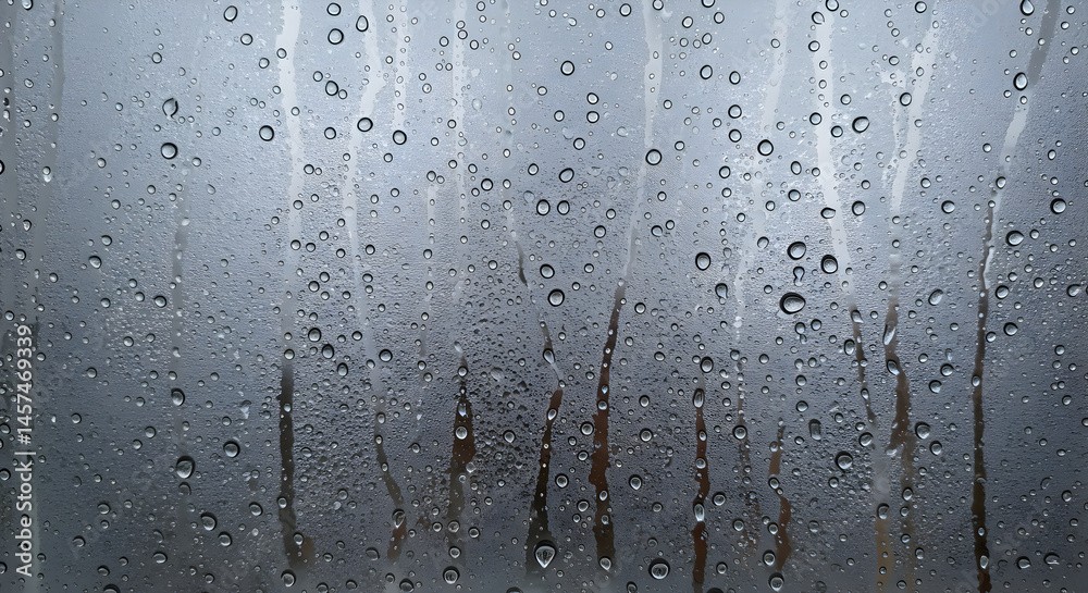 Rainy Day Window Glass With Droplets Water Texture Background Rainy Day Window Glass With Droplets Water Texture Background
