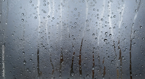 Rainy Day Window Glass With Droplets Water Texture Background