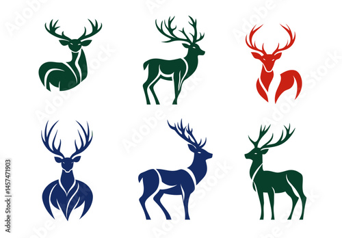 Contemporary Colorful Geometric Reindeer Minimalist Wildlife Design