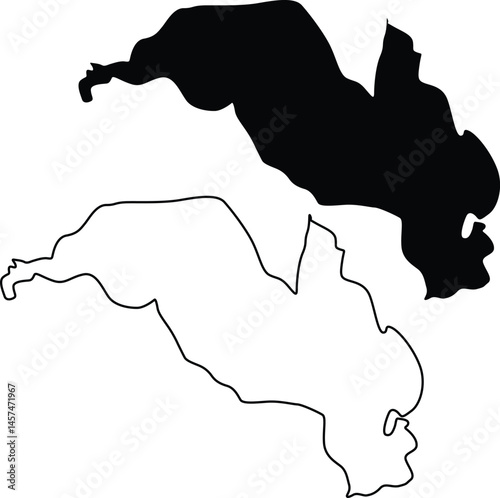 Map of Wawasee Lake Indiana Silhouette Flat And Outline Design