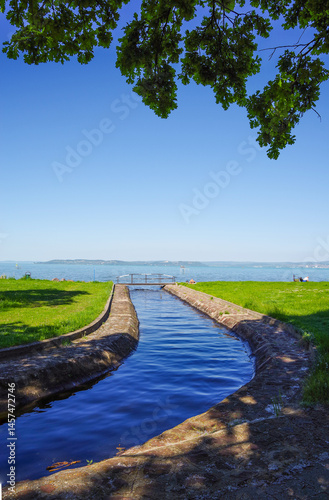 Obraz na płótnie Beautiful scenic landscape of lake Balaton in summer, Hungary, Europe w salonie
