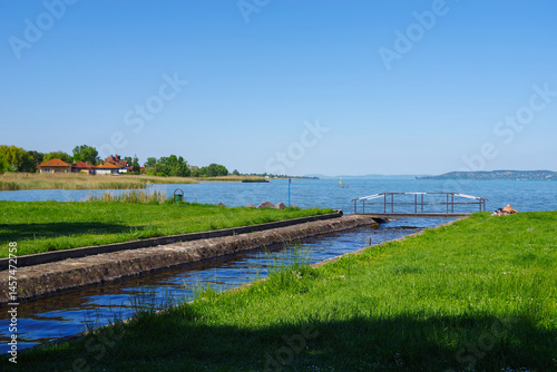 Obraz na płótnie Beautiful scenic landscape of lake Balaton in summer, Hungary, Europe w salonie